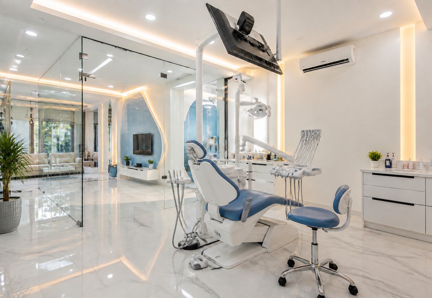 Modern interior of Hema Dental clinic in Hubballi
